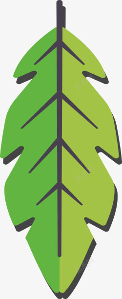 卡通绿色植物棕榈叶矢量图素材