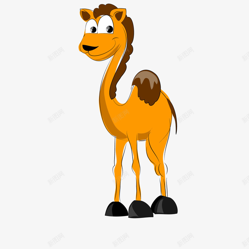 卡通骆驼动物矢量图ai免抠素材_新图网 https://ixintu.com 动物园 动物设计 卡通 手绘 橙色 骆驼 矢量图