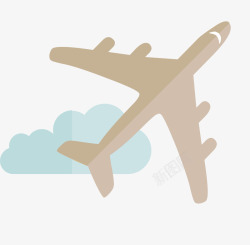 咖啡色云朵创意卡通飞翔飞机矢量图高清图片