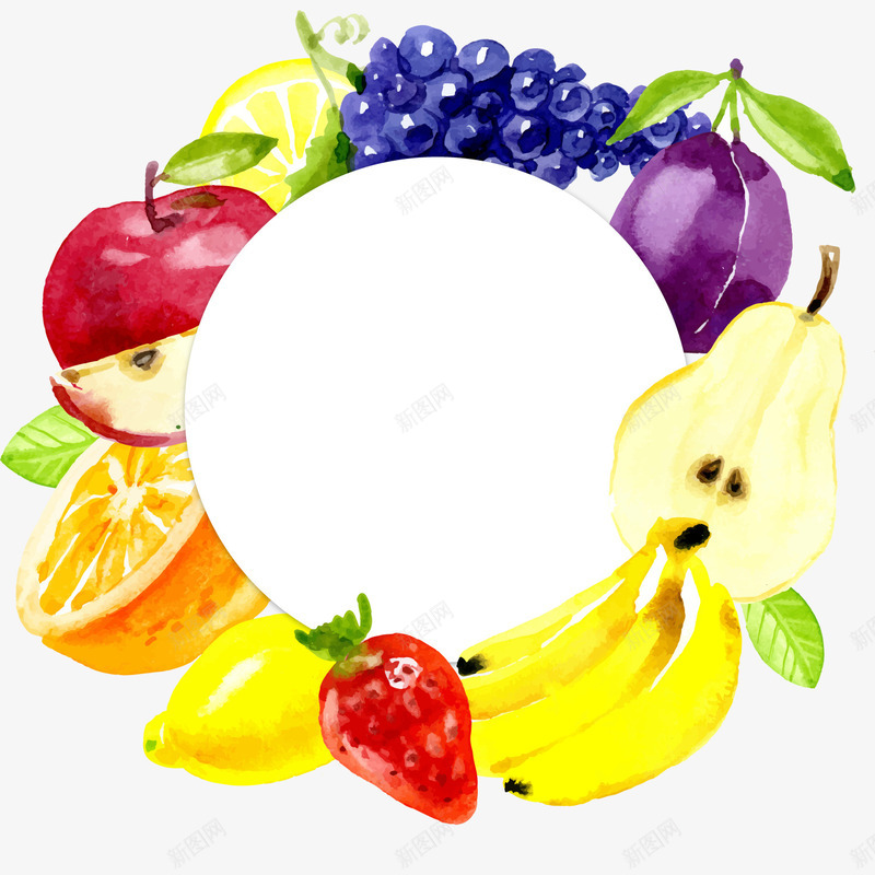水彩绘果汁png免抠素材_新图网 https://ixintu.com 各种水果 彩色 手绘水果 文案背景 食物