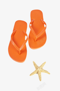 沙滩鞋免费png下载橙色不易吸水的简约的海边沙滩鞋高清图片