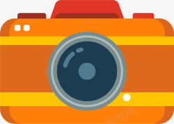 旅行元素橙色扁平化相机高清图片