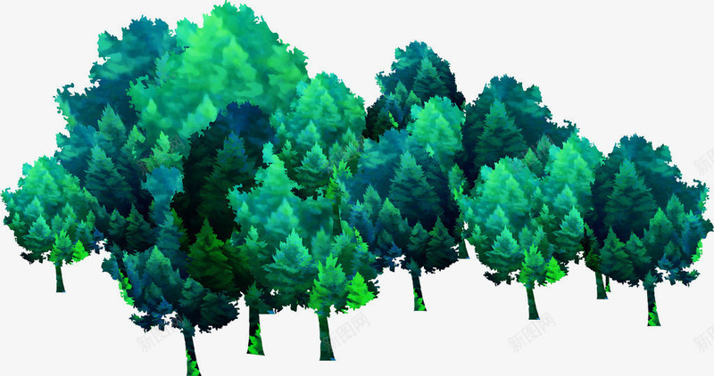 绿色手绘水彩树木png免抠素材_新图网 https://ixintu.com 手绘 树木 森林 水彩 绿色