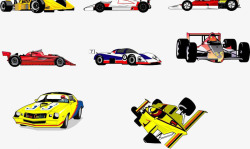 各种赛车的形象的三视图素材