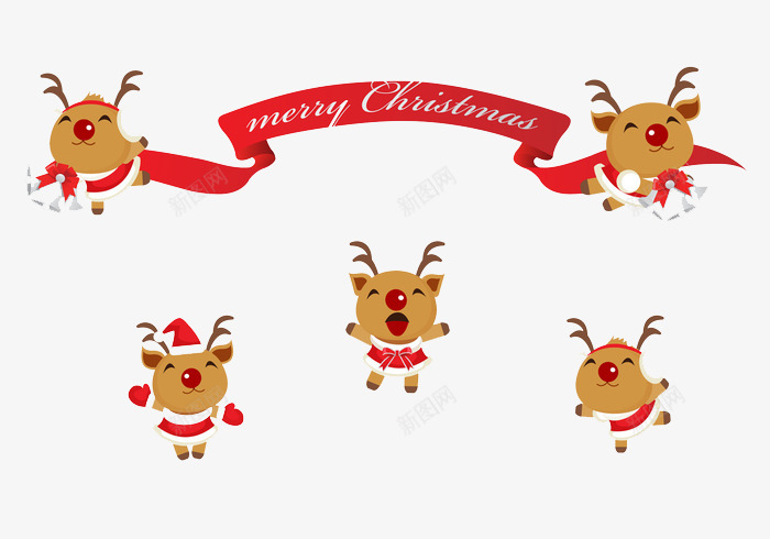 快乐驯鹿和圣诞横幅png免抠素材_新图网 https://ixintu.com 快乐 横幅 装饰图案