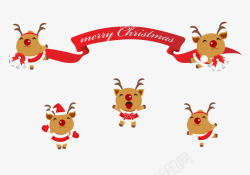 快乐驯鹿和圣诞横幅素材