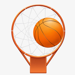 橙色浴球篮球和篮筐卡通插画高清图片