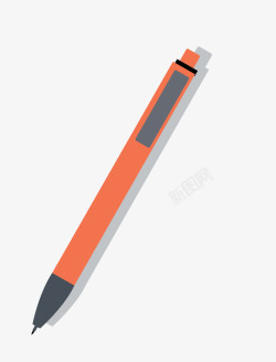 扁平化文具用品扁平化橙色圆珠笔高清图片