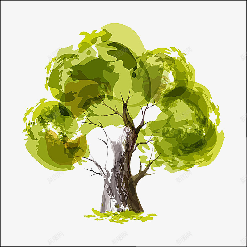 画框里的树png免抠素材_新图网 https://ixintu.com 大树 手绘 树木 植物 画框 绿色