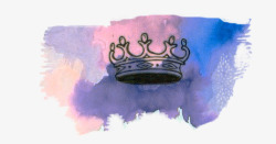 彩色水墨手绘皇冠素材