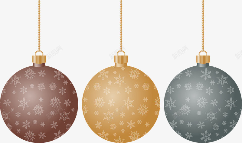 3个雪花球png免抠素材_新图网 https://ixintu.com 圣诞 圣诞球 圣诞节 圣诞节矢量图 彩球 星星 球 装饰