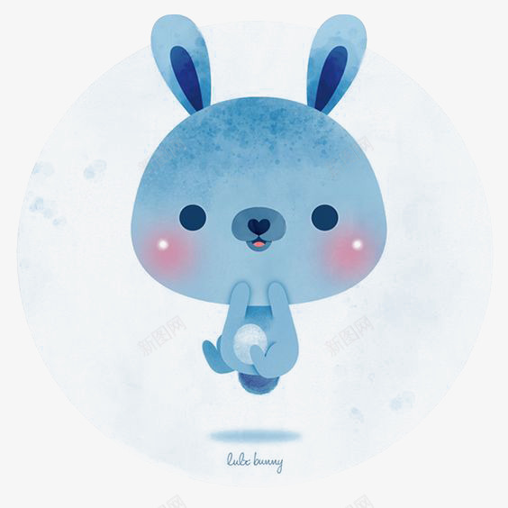 蓝色兔子插画png免抠素材_新图网 https://ixintu.com 兔子印花 卡通兔子 可爱兔子 小兔子 手绘兔子