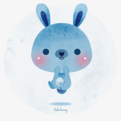 蓝色兔子插画素材