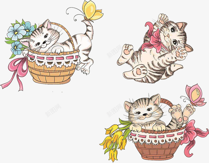 猫的各种动作png免抠素材_新图网 https://ixintu.com 卡通 小动物 睡觉的猫 篮子里的猫 翻跟头的猫 趴着的猫