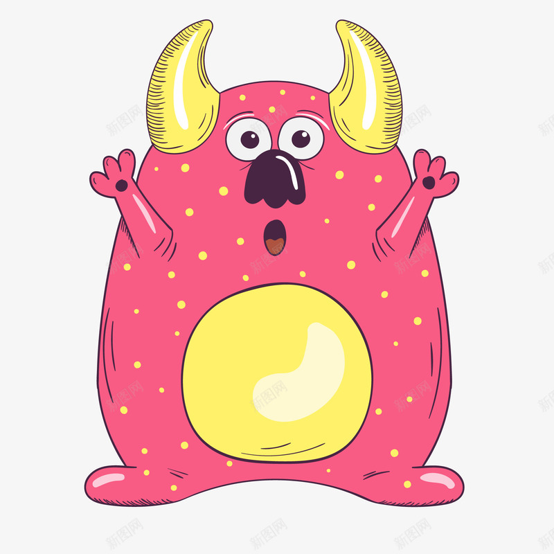红色的长着牛角的怪物矢量图ai免抠素材_新图网 https://ixintu.com 卡通 可爱 彩绘 怪兽 怪物 手绘 牛角 红色 矢量图