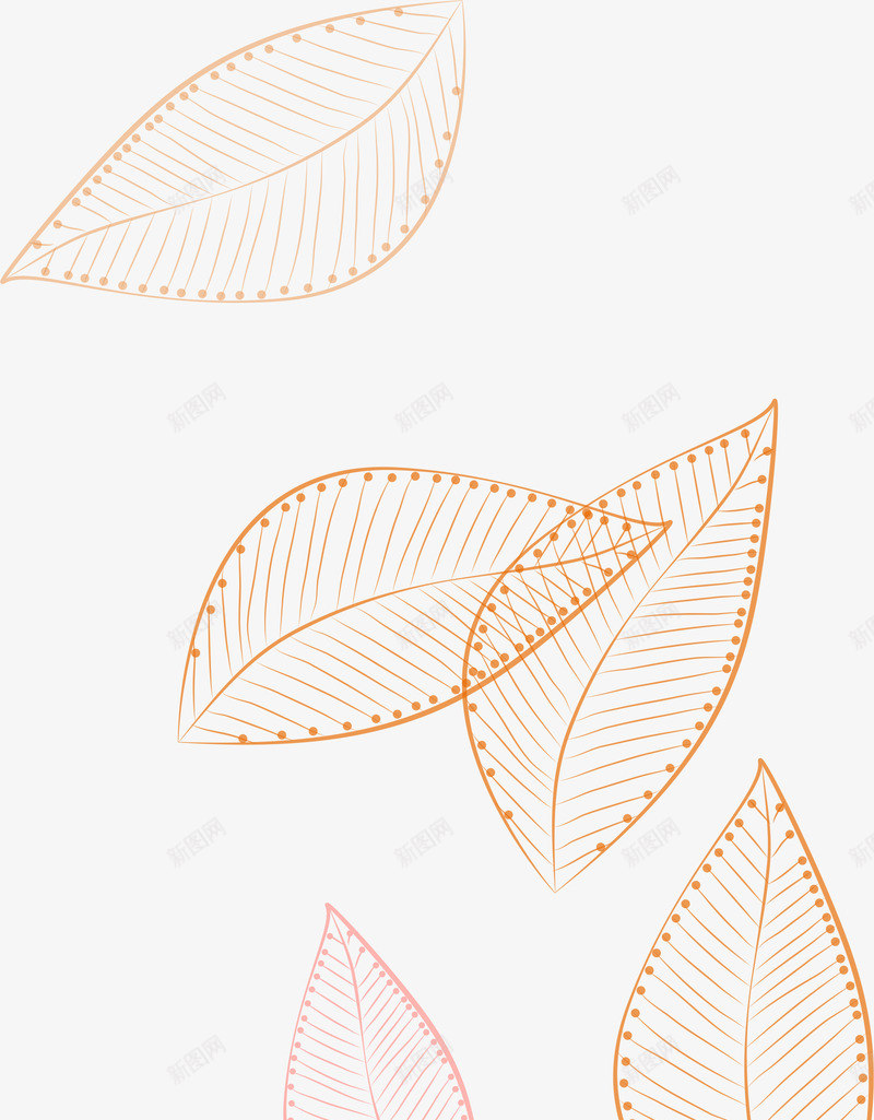 橙色简约线条树叶装饰图案png免抠素材_新图网 https://ixintu.com 免抠PNG 树叶 橙色 简约 线条 装饰图案