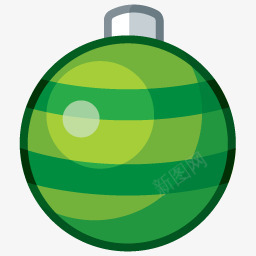 绿色条纹彩球图标png_新图网 https://ixintu.com 圣诞球 彩球
