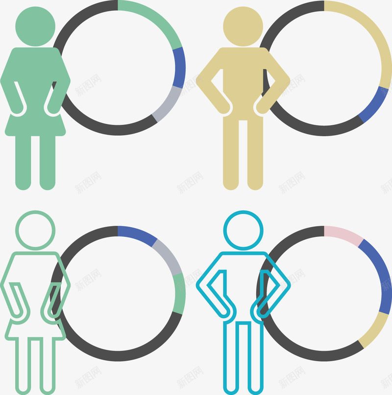 创意人口性别对比图png免抠素材_新图网 https://ixintu.com 人口 分类 总结 横向 说明