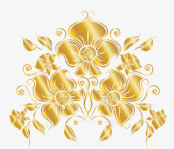 创意文艺花纹装饰海报金色花素材