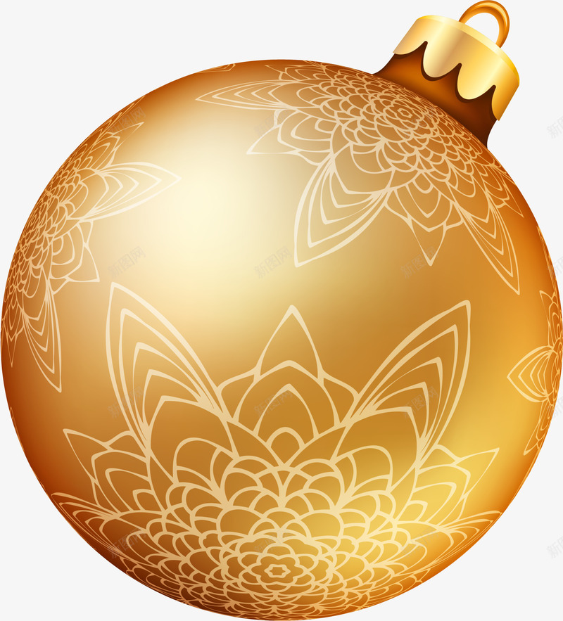 金色闪耀花朵圣诞球png免抠素材_新图网 https://ixintu.com Christmas Merry 圣诞快乐 圣诞球 圣诞节 装饰图案 金色彩球