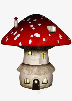 二层蘑菇屋png免抠素材_新图网 https://ixintu.com 儿童卡通 儿童绘画 卡通蘑菇 窗户 童话 童话故事 红色 蘑菇 蘑菇屋子 魔幻