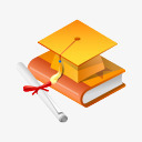 博士帽与书本图标png_新图网 https://ixintu.com 图标 小元素 橙色