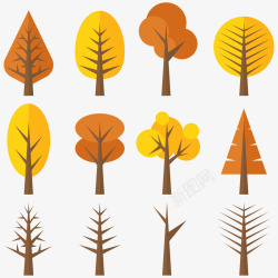 棕色色调的树木矢量图素材