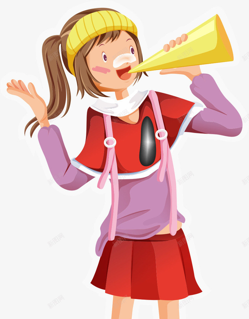 女孩拿着喇叭呼唤png免抠素材_新图网 https://ixintu.com 促销 喇叭 大喊 女孩 拿喇叭的人