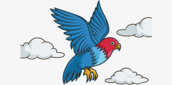 空中飞翔的蓝色鹦鹉矢量图素材