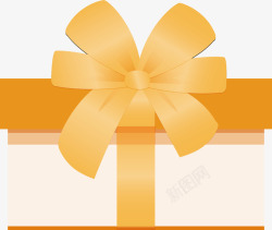 橙色丝带礼物盒矢量图素材