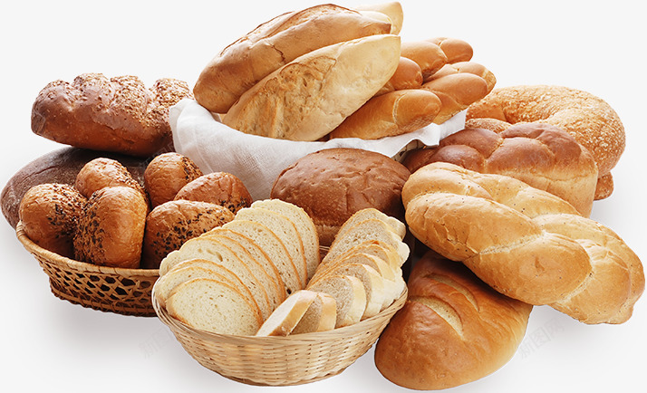 一堆面包png免抠素材_新图网 https://ixintu.com 主食 各种面包 实物 美食 面包