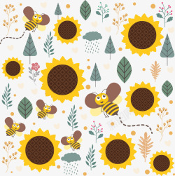 卡通蜜蜂向日葵素材