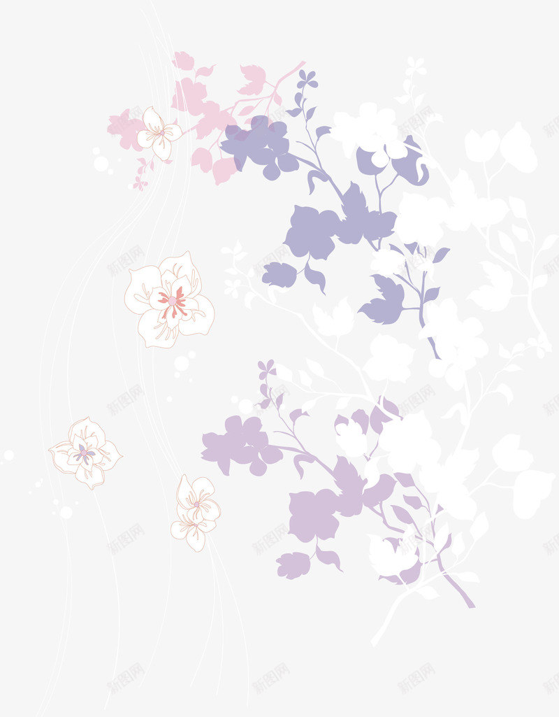 潮流花朵多色png免抠素材_新图网 https://ixintu.com 紫色 线条 花开