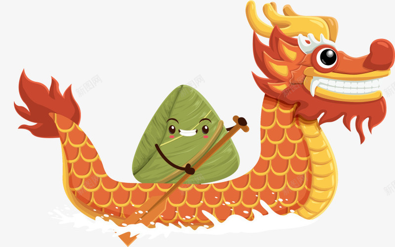 端午节划龙舟的粽子png免抠素材_新图网 https://ixintu.com 划船 划龙舟的粽子 可爱粽子 橙色龙舟 端午节 绿色粽子