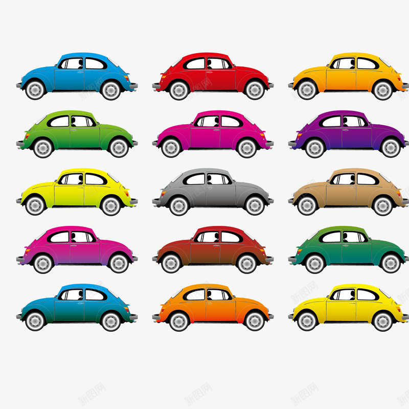 各种颜色的经典汽车png免抠素材_新图网 https://ixintu.com 五颜六色的 交通工具 汽车