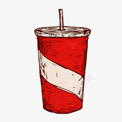 红色水彩绘可乐杯素材