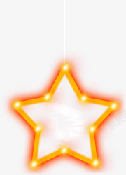 橙色灯光五角星手绘素材