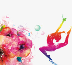 彩绘创意花朵舞蹈海报插画素材