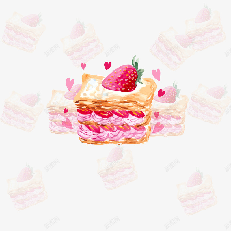 彩绘奶油草莓蛋糕png免抠素材_新图网 https://ixintu.com 卡通蛋糕 奶油蛋糕 彩绘蛋糕 手绘 背景装饰 草莓蛋糕