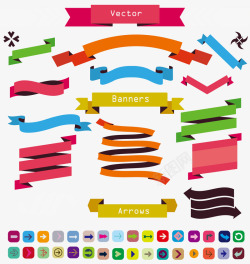缤纷拱形横幅彩色绸带标签图标高清图片