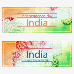 独立日横幅印度独立日水彩横幅高清图片
