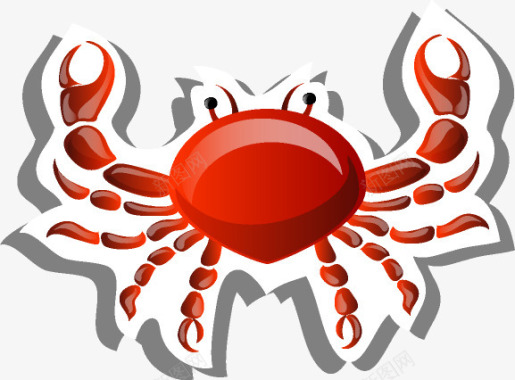 卡通海底生物红色螃蟹图标图标