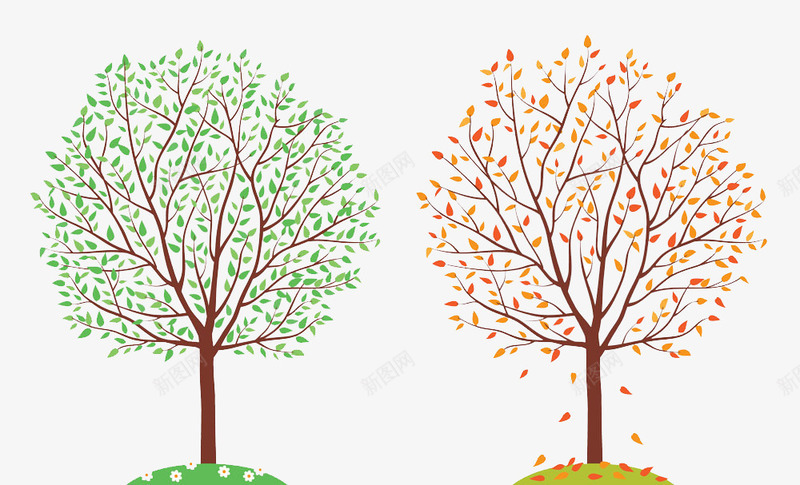 春秋季节树木png免抠素材_新图网 https://ixintu.com 春季秋季 春秋树木对比图 树木