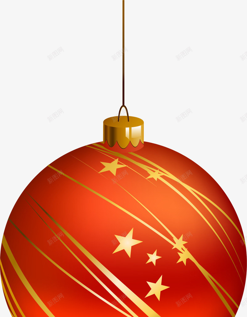 圣诞节橙色圣诞球png免抠素材_新图网 https://ixintu.com 吊球挂饰 圣诞节吊球 橙色圣诞球 金色吊环 金色星星 金色条纹