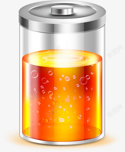 扁平手绘风格橙色的电池图标png_新图网 https://ixintu.com 扁平 橙色 电池 风格