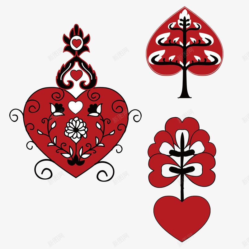 红色的爱心图案png免抠素材_新图网 https://ixintu.com 婚礼 情人节 桃心图案 爱心图案 红色的爱心树