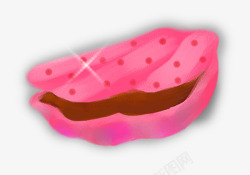 水彩珍珠蚌卡通手绘粉色的珍珠蚌插画高清图片