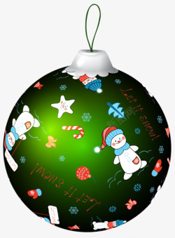 卡通绿色圣诞彩球铃铛吊饰素材