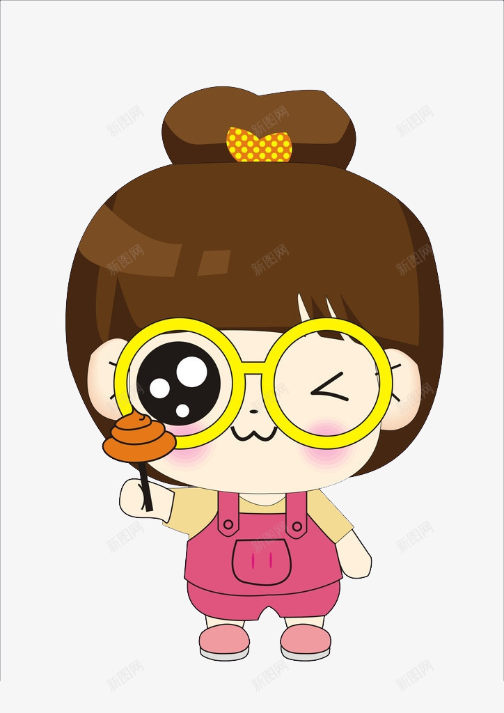 戴黄色眼镜的卡通小女孩png免抠素材_新图网 https://ixintu.com 亮晶晶的眼睛 卡通 大眼睛 小女孩 黄色眼镜