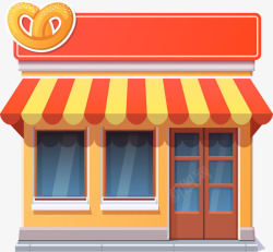 橙色小屋吃货节面包小商店高清图片